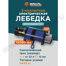 Лебедка автомобильная Electric Winch 12000 LBS 12V синтетический трос (влагозащищенная) (копия)